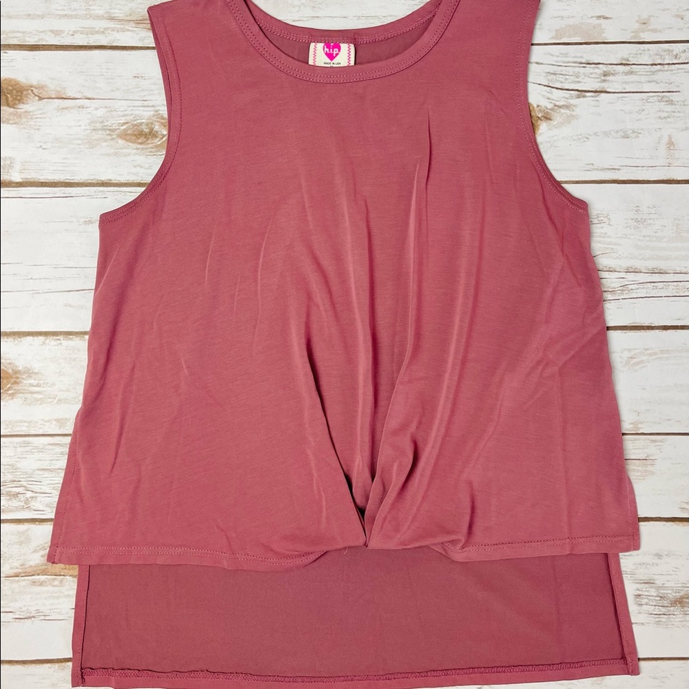 Girls Nordstrom h.i.p Mauve Rust Twist Front Tank Top Size XL 14